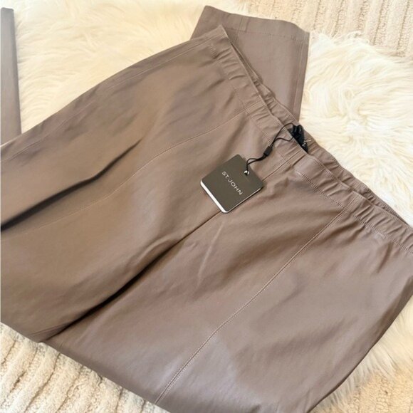 St. John *NEW* Taupe Leather Pants - originally $1995! - Picture 5 of 15